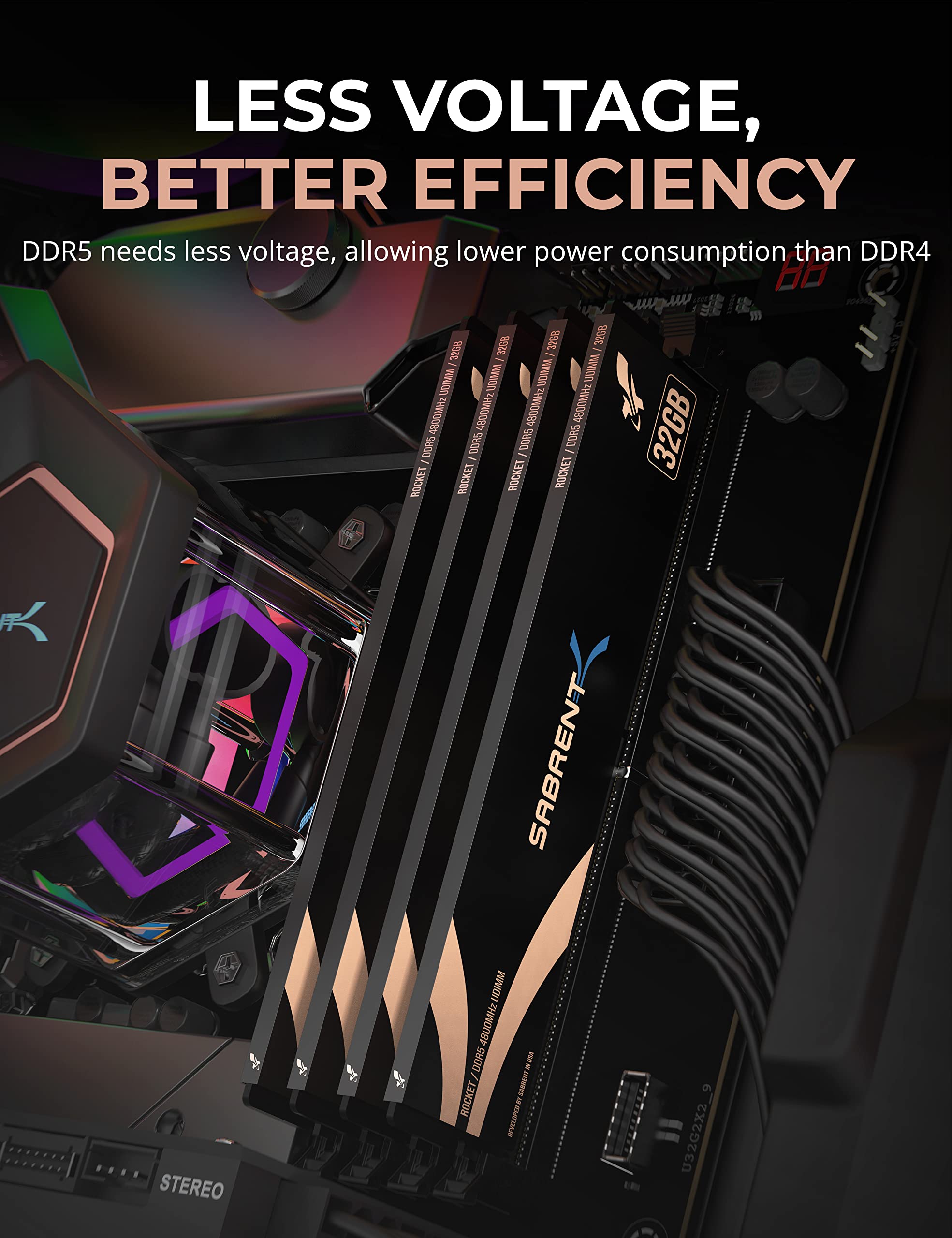SABRENT Memory U-DIMM Memory DDR5 32GB 4800MHz Portable Memory
